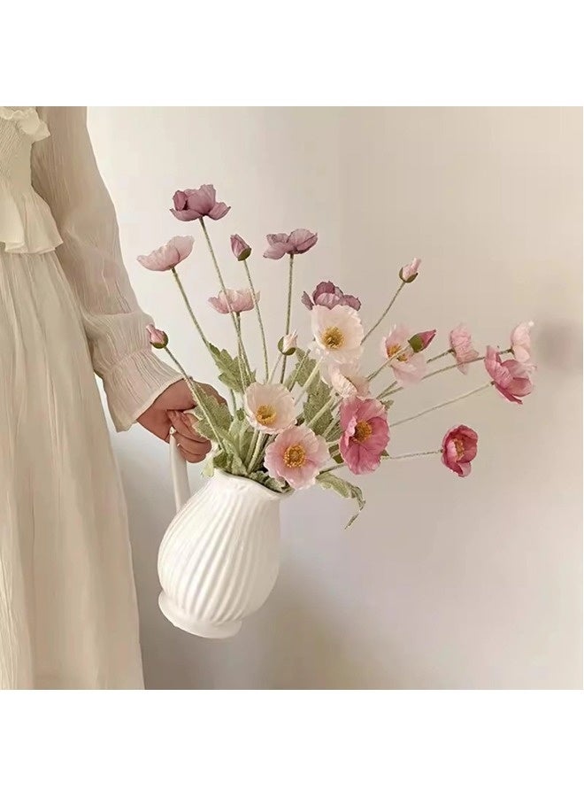 شيبشيب زهور صناعية من الخشخاش – باقة حرير مكوّنة من 3 قطع، مناسبة للزفاف وديكور المنزل والحفلات وتنسيقات الطاولات المركزية - Image 5